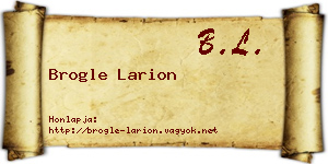 Brogle Larion névjegykártya